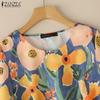 ZANZEA Women Summer V-Neck Casual Floral Print Short Sleeve Blouse