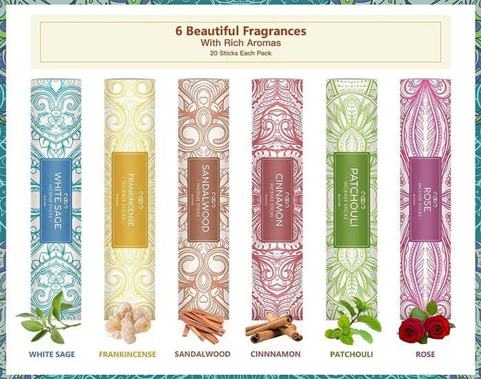 Encens - scentorini - scentorini - 6 parfums - naturel - durée de combustion 45 min