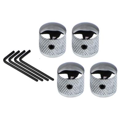 FLEOR 4pcs Dome Top Metal Bass Knobs Speed Control Knobs 6mm with Wrench,Chrome/Black Option