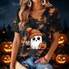 Women's V Neck Halloween Print Lightweight Summer Top