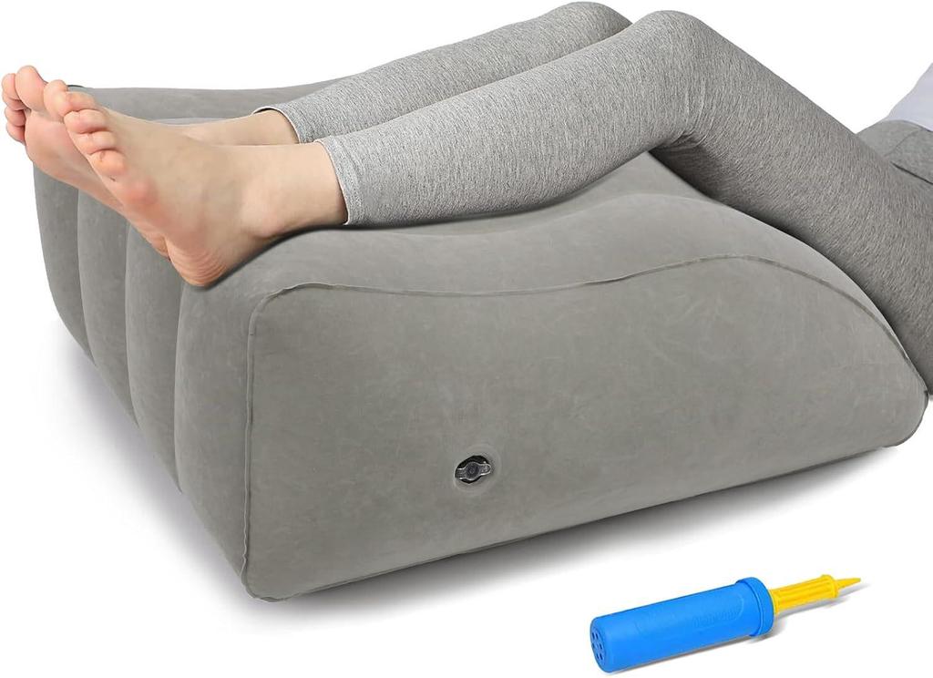 Adjustable PVC Inflatable Leg Pillow for Circulation and Elevation - Dual-Use for Home and Travel
