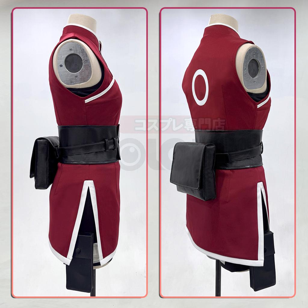 HOLOUN Costume Cosplay Anime Haruno Sakura Haut Short Pochette Halloween Cadeau de Noël Convention Cos