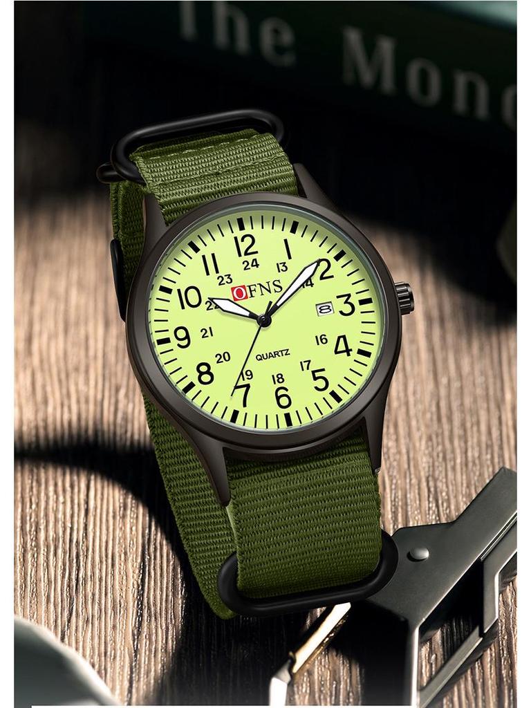 OFNS Unisex Quartz Exam Watch: Simple, Waterproof, Calendar, Fluorescent.