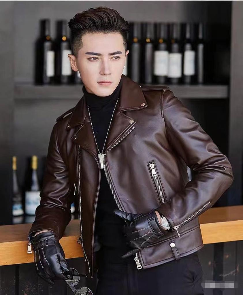 Spring and Autumn New Leather Jacket Motorcycle Leather Jacket Men's Short Slim Handsome Youth Men's Jacket Trend