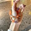 Red Resin Flower Design Crystal Bracelet, Fortune-Bringing Pixiu Silver Obsidian Black Gold Super Seven Bracelet for Women, Natural and Authentic