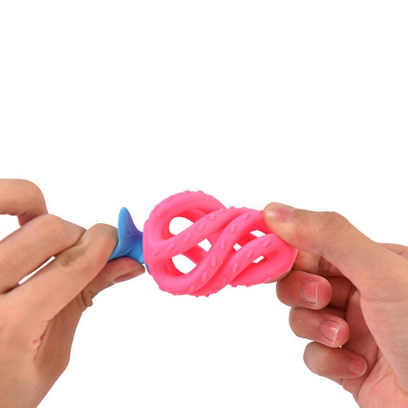 Baby Hand Grab Ball Teether Baby Silicone Strawberry Soothing Chew Child Spherical Molar Stick Toy