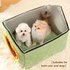 winter Sunflower warm cat bed Washable puppy bed enclosed cat house cave foldable detachable cats sleeping bed with door curtain