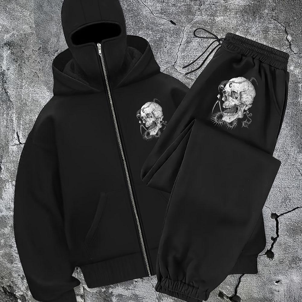 Zip-Up Hoodie und Sweatpants Set Streetwear-Stil Ganzjahreskomfort Freizeitkleidung Streetwear Kapuzenpullover mit Reißverschluss