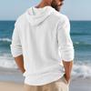 Men's Autumn Sports Casual Long-Sleeved Shirt Cotton-Linen Blend Hooded Pullover Sweatshirt Versatile Loose-Fit Beach T-Shirt