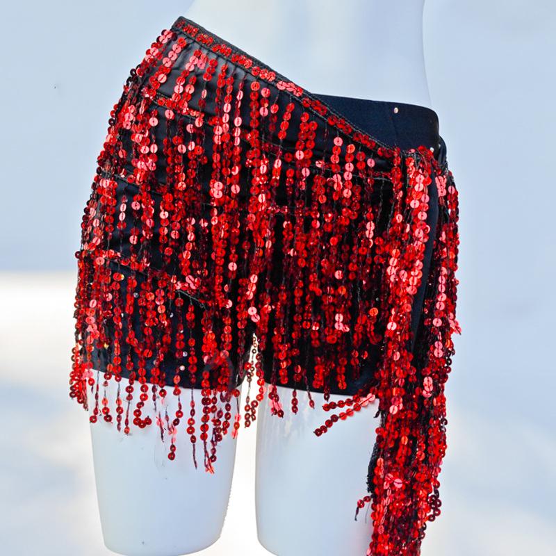 Belly Dancing Hip Scarf For Women Sequin Colorful Belly Dance Hip Scarf Party Belt India Waist Chains Tassels Skirt Gifts