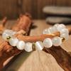 Handmade Natural White Cat's Eye Stone Bracelet, Elegant and Pure White Ideal Gift for Family Loved Ones Suitable for Daily Travel Wedding Wear