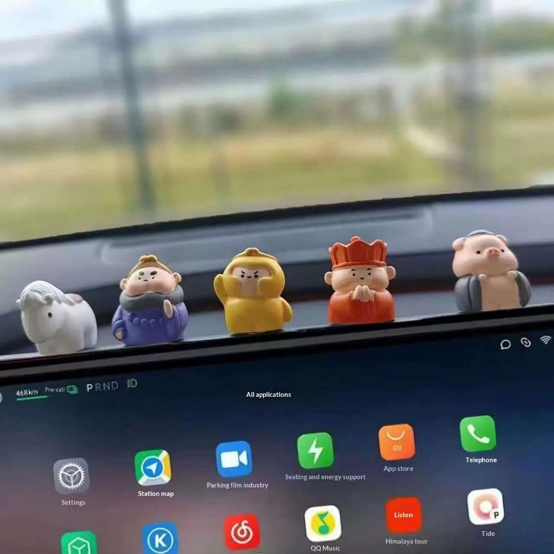 

6Pcs Car Mounted Ornament Office Desk Cartoon Cute Workstation Journey To The West Wukong Master Disciple Small Ornament 5pcs
