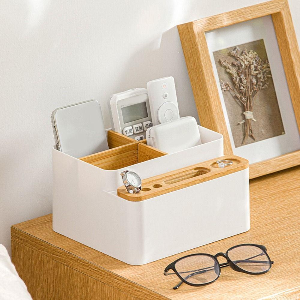 Large Capacity Remote Control Phone Holder Smooth Edge Desktop Storage Box  for Home