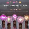 E40 Rechargeable Light Bulb Fun Art Pattern Creative Night Light  Bedroom Decoration