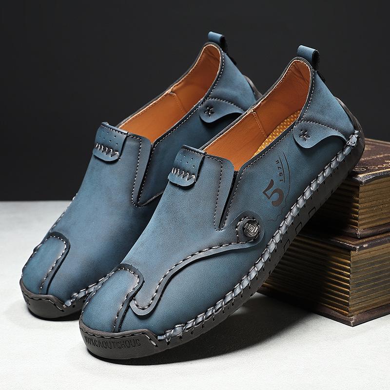 2025 Autumn Handmade Men's Large Size Casual Leather Slip-on Moccasins