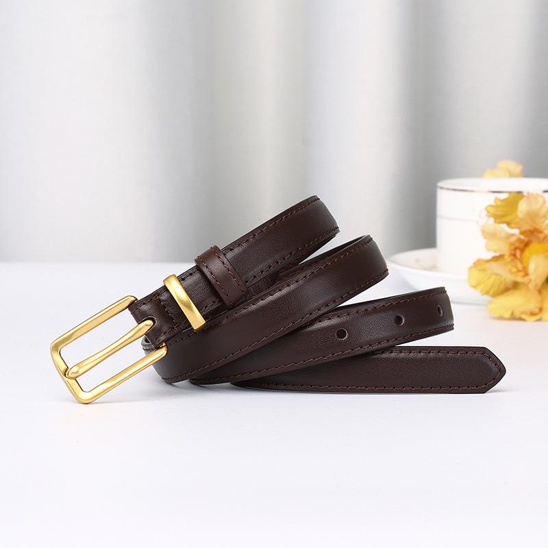 Light Luxury Leather Pure Cowhide Belt Women'S Simple And Versatile Korean Version Ins Style Advanced Sense Casual Thin Belt Women