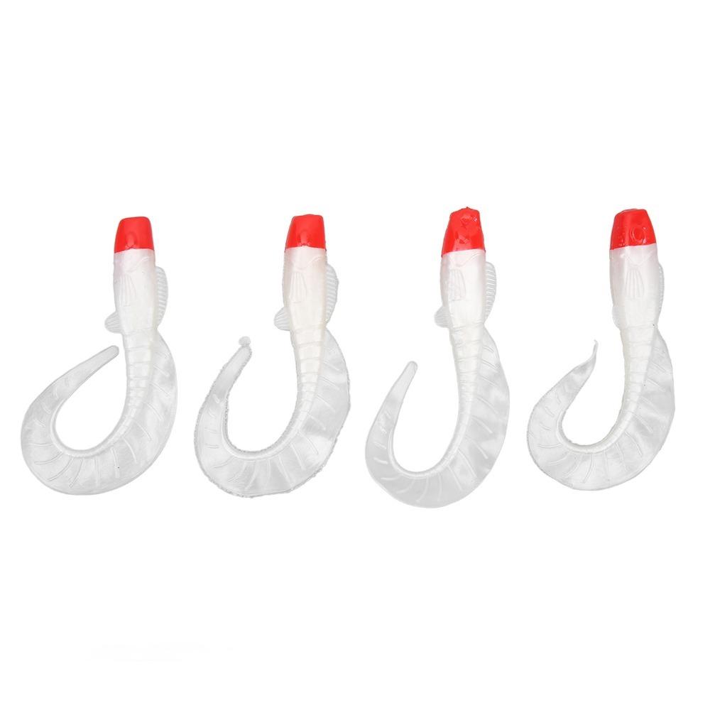 4PCS Durable 11cm 13g Fishing Lure Fan-Shaped PVC Fishing Bait Curl Tail Soft Bass Lure Freshwater Fishing