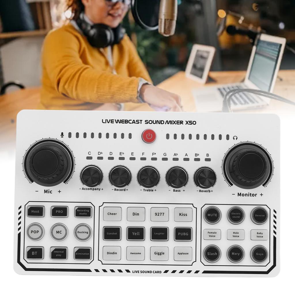 Live Sound Card Intelligent Noise Reduction USB Mini Sound Mixer Board for Music Recording Karaoke Singing