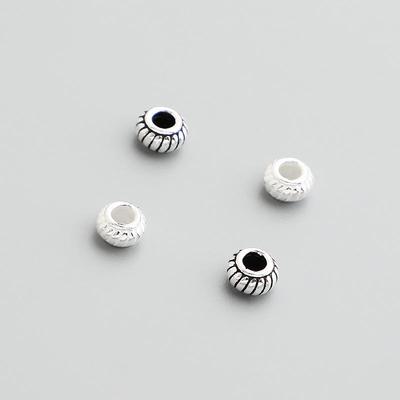 S925 Sterling Silver Striped Lantern Spacer Beads for DIY Beaded Bracelets