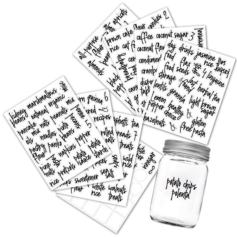 Kitchen Pantry Labels Waterproof Pantry Stickers for Storage Jars Spice Can Containers - Oil Proof Pantry Organization Labels