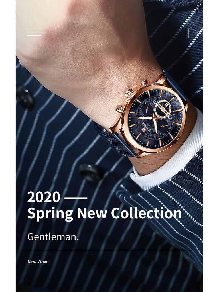 Herren Multifunktions-Sportuhr mit Mailänder Mesh Stahlband - Bestseller in Japan