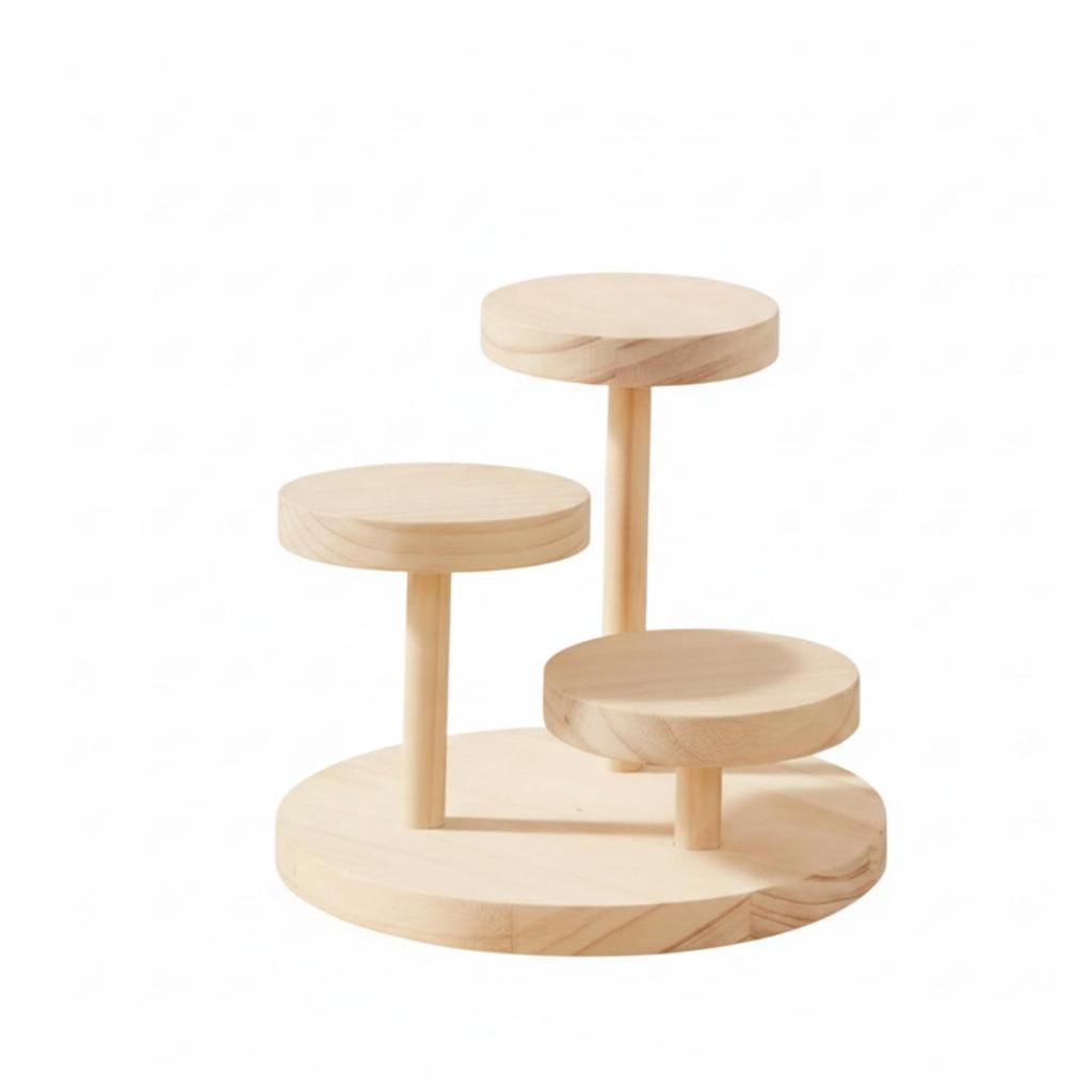 Wood Disc Display Rack Art 3 Tier Stand ThreeTier Jewelry for Showcase, Product