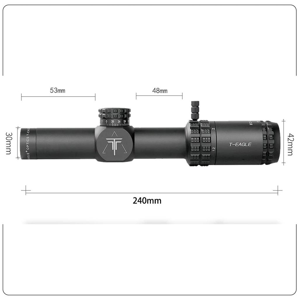 T-EAGLE EO1.2-6x24WA Rifle Scope with Variable Magnification, Short Scope for Airsoft, Includes 20mm High Mount Ring