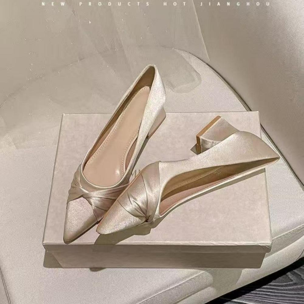 Francuski Styl Szpilki Damskie Nowe Jesienne Cienki Obcas Szpiczasty Nosek Pojedyncze Buty Wszechstronne Nowe Buty na Ceremonie Buty Wieczorowe Czółenka