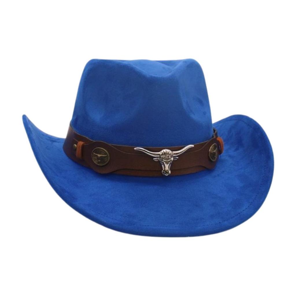 Ethnic Style Western Cowboy Hat Stage Jazz Hat Brown Ox Head Suede Top Hat
