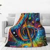 Colorful Musical Note Music Score Blankets Soft Warm Flannel Throw Blanket Bedspread for Bed Living Room Picnic Travel Home Sofa