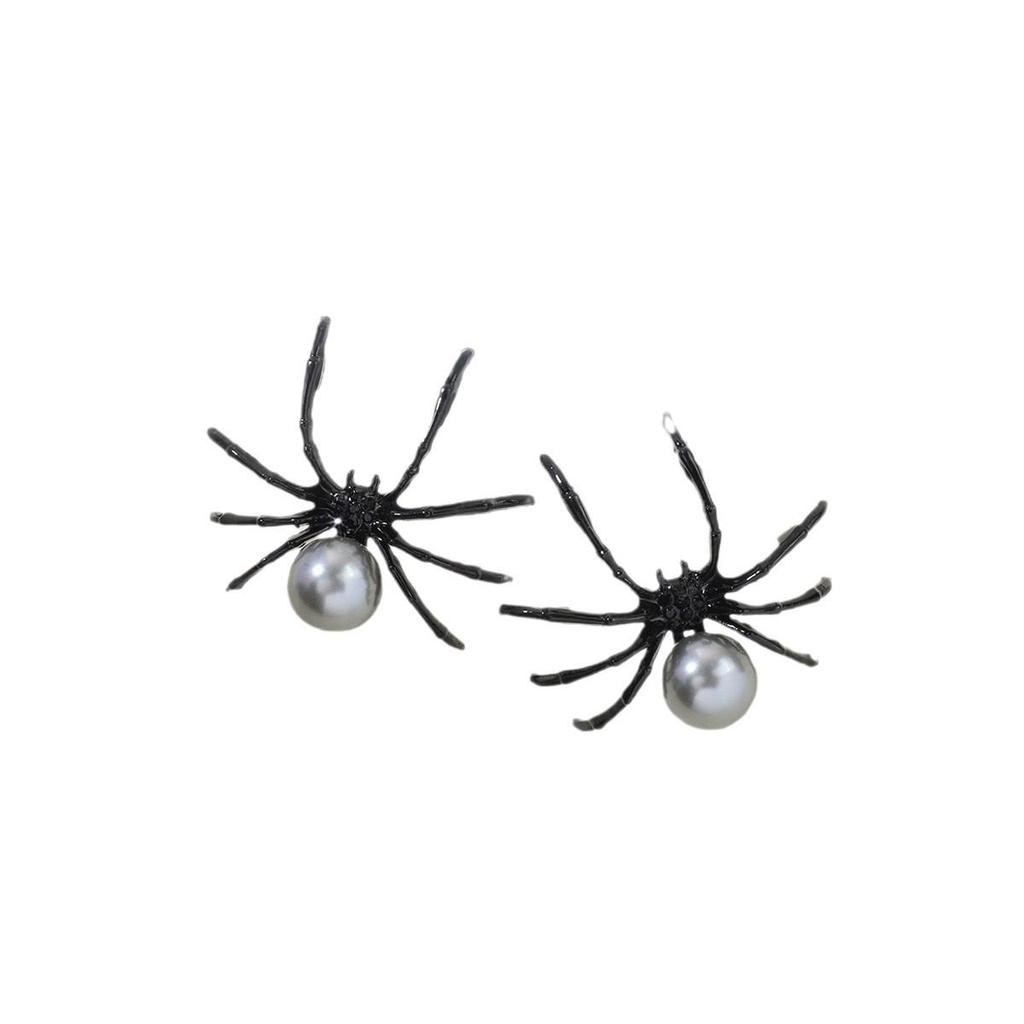 Elegant Black Pearl Spider Earrings for Women - Trendy Light Luxury Ear Studs