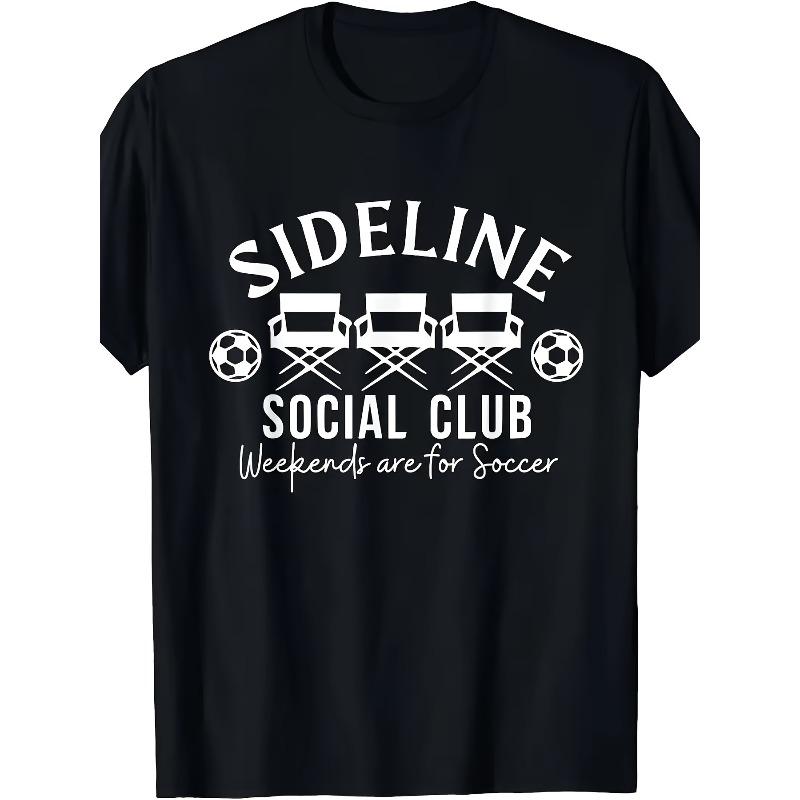 

Европейские размеры Мужская футболка с графическим принтом для футбола Sideline Social Club, Смешные футболки для мужчин S чёрный