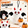 Plush Halloween Ghost with Devil Horns and Bat Wings Soft Stuffed Toy Hanging Decoration for Seasonal Home and Party Display