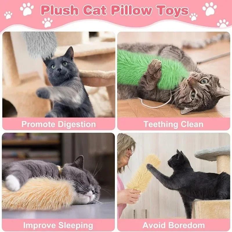 Catnip Toys for Cats Plush Pillow with Crinkle Sound and Catnip Self Healing Interactive Chew Toy Kitten Teething Toys Pet