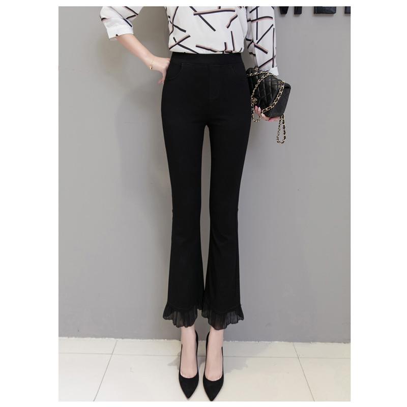 Korejská móda streetwear léto s vysokým pasem Dámské patchworkové volánky Capris kalhoty pro ženy flare kalhoty dámské kalhoty