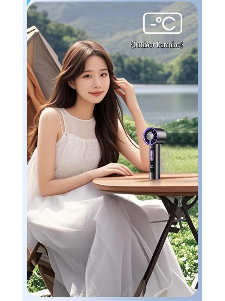 2025 Portable High-Speed Handheld Fan: Smart Digital Display, USB Rechargeable, Mini Size for Outdoor Use
