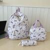 Sweet Simple Bow Tie Floral Three Piece Backpack Lightweight Large Capacity Multifunctional Student Backpack Campus Outdoor
