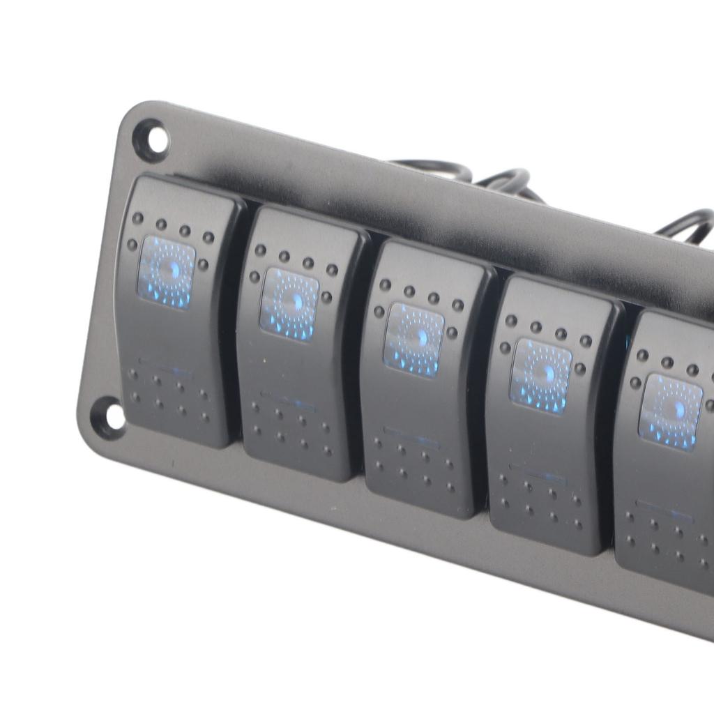 6 Gang Rocker   Panel LED Backlit On Off   Waterproof Circuit   for Car RV Bus Marine Boat ATV UTV