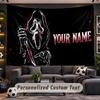 Scream Ghostface Personalized Tapestry Support Custom Name, Wall Art Home Decoration