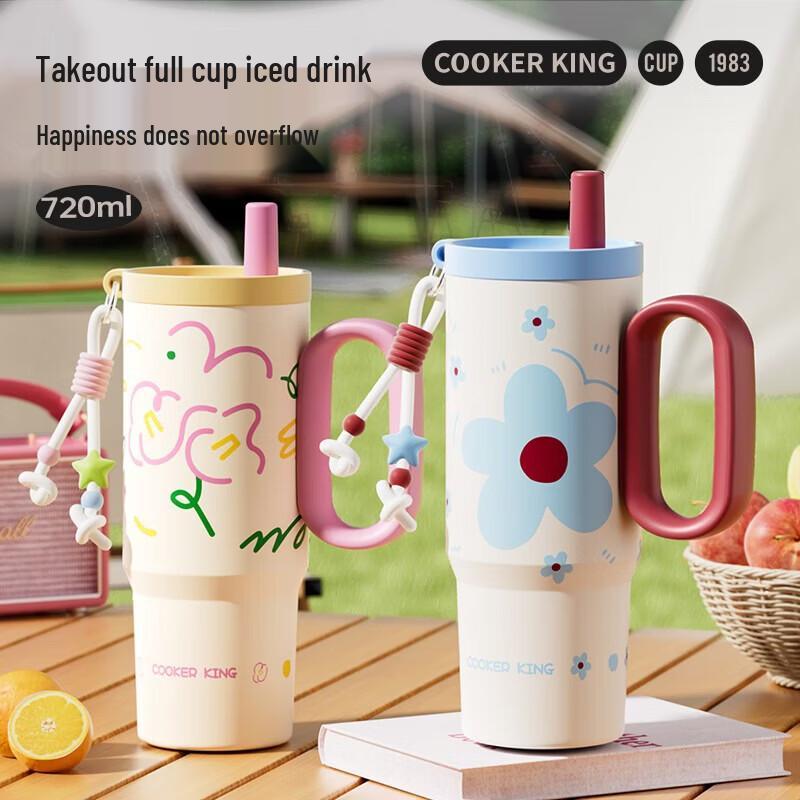 COOKER KING Large Capacity Vacuum Insulated Tumbler with Straw