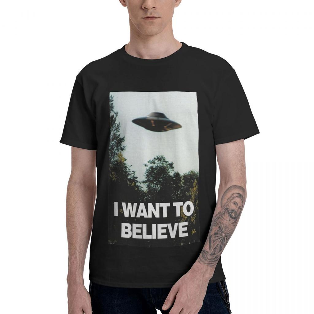 Maglietta Moda I Want To Believe Cotone Puro Girocollo T-shirt Uomo Manica Corta Magliette Regalo Felpa Estate Taglia EU