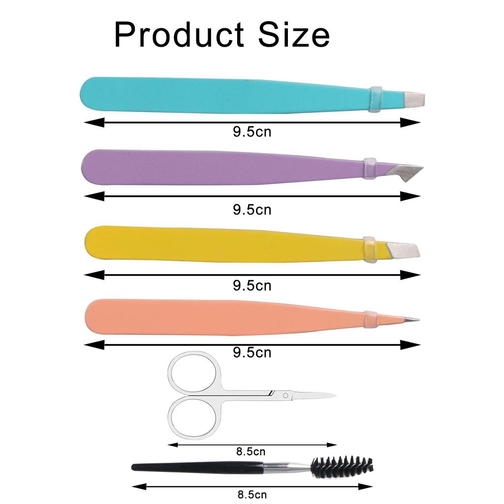 6 PCS Eyebrow Tweezers Set - Tweezers for Women and Men Facial Hair Chin, Eyebrow Kit Ingrown Hair Tweezers Precision Tweezers