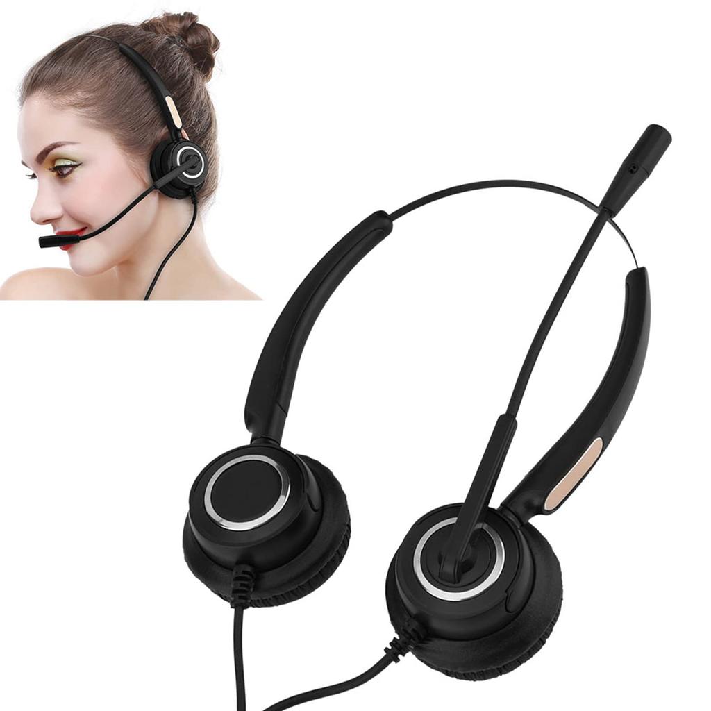 USB Headset with Headphones for Ideal for Call Online and with Mute Function Noise-Canceling Microphone, Dual-Ear PC, Centers, Telecommuting,