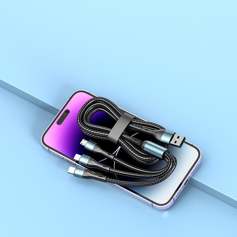 66W Braided Three-in-One Type-C Fast Charging Cable for Huawei