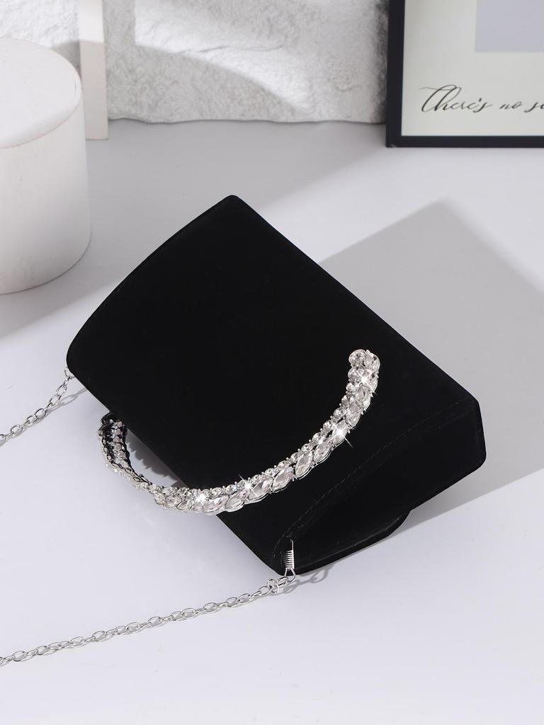 Velvet Rhinestone Crossbody Evening Bag: Luxurious High-End Women's Handbag