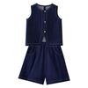 Hachikis Girls' Summer Denim Vest & Shorts Outfit