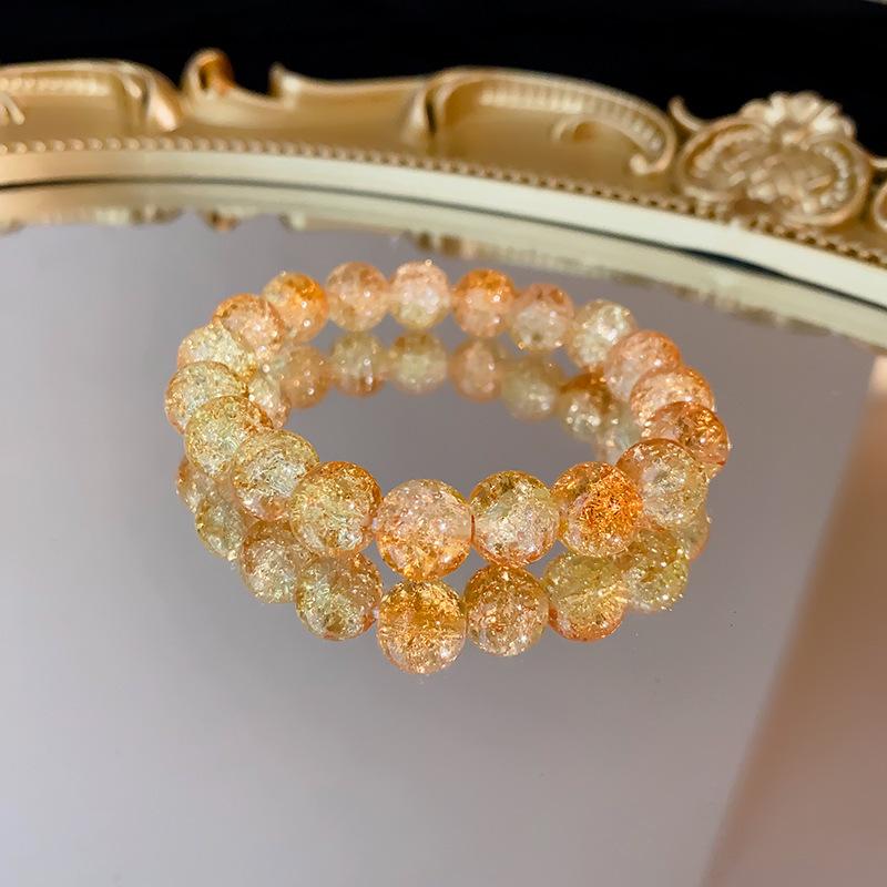 Cherry Blossom Glass Beaded Bracelet - Women's Colorful Niche Design, High-End Accessory Gift.