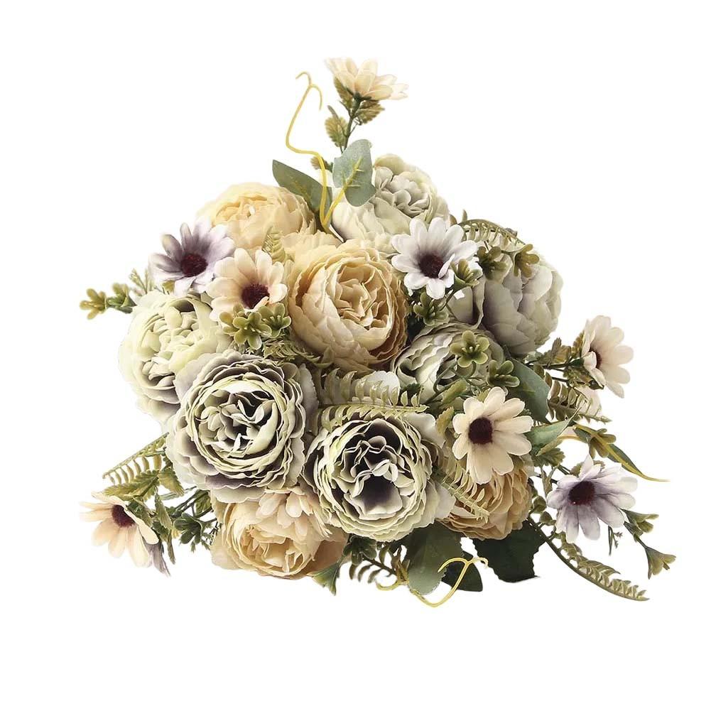 Fake Flower Simulation Bouquet Peony Rose Home Decoration Artificial Bouquet жёлтый/белый