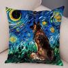 Colorato Cielo Stellato Arte Cartone Animato Cane Cuscino Copertura Decor Pittura A Olio Pet Animal Federa Per Divano Casa Auto