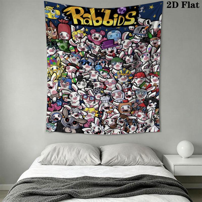 Rabbids Invasion Glow Wall Hanging Printed Fabric Blanket Decorative Tapestries for Bedroom Living Room Home Decor